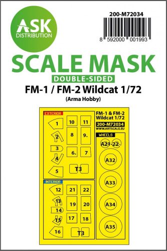 ASK mask 1:72 FM-1 / FM-2 Wildcat double-sided painting mask for Arma Hobby
