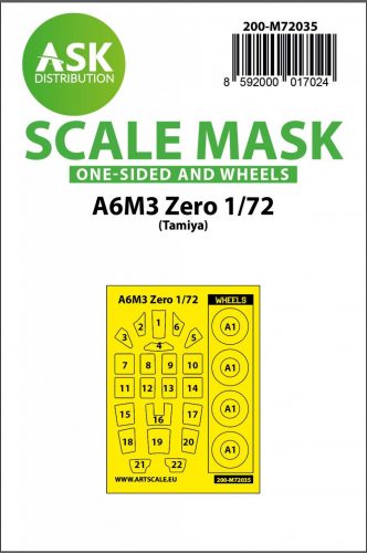 ASK mask 1:72 A6M3 Zero one-sided painting mask for Tamiya