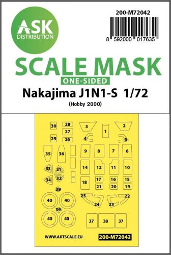 ASK mask 1:72 Nakajima J1N1-S one-sided painting mask for Hobby2000 / Fujimi