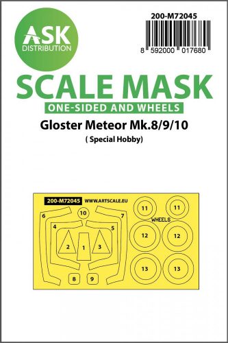 ASK mask 1:72 Gloster Meteor Mk.8/9/10 one-sided painting mask for Special Hobby