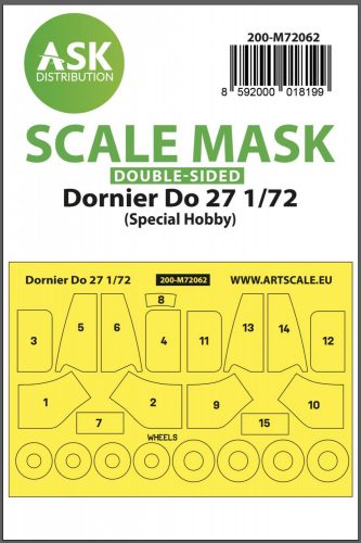 ASK mask 1:72 Dornier Do 27 double-sided pre-cuttet mask for Art Scale Kit / Special Hobby