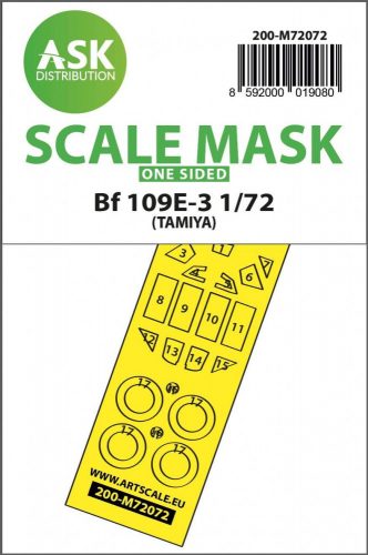 ASK mask 1:72 Bf 109E-3 one-sided express fit mask for Tamiya