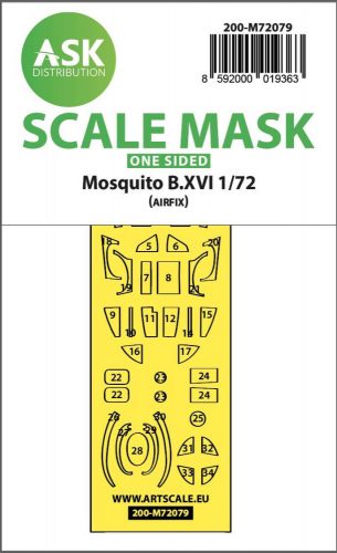 ASK mask 1:72 Mosquito B.XVI one-sided express fit mask for Airfix