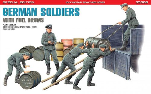 Miniart 1:35 German Soldiers w/ Fuel Drums. Special Edition (35041 & 35597 6 drums)