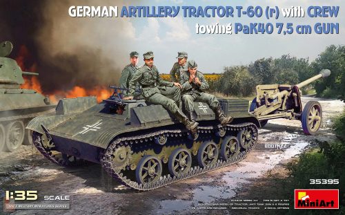 Miniart 1:35 German Artillery Tractor T-60 (r) w/PaK40 Gun & Crew