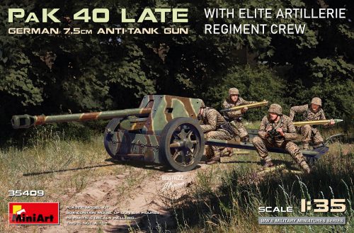 Miniart 1:35 German 7.5cm anti-tank gun PaK 40 Late w/Elite Artillerie Regiment Crew