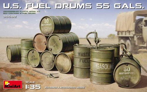 Miniart 1:35 U.S. Fuel Drums (55 Gals.)