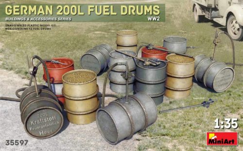 Miniart 1:35 German 200L Fuel Drum Set WW2