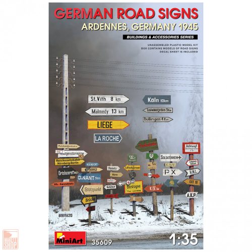 Miniart 1:35 German Road Signs WW2 (Ardennes, Germany 1945)