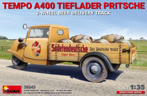 Miniart 1:35 Tempo A400 Tieflader Pritsche 3-Wheel Beer Delivery Truck