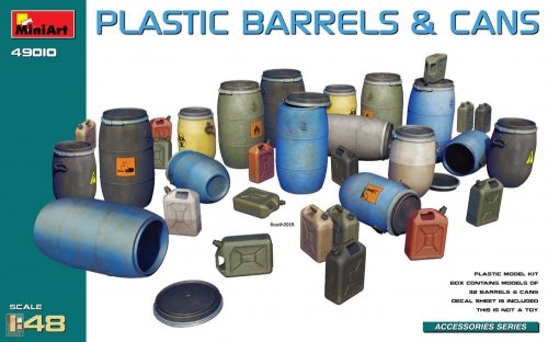 Miniart 1:48 Plastic Barrels & Cans