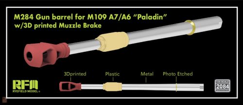 Ryefield model 2084 1:35 M284 Gun barrel for M109 A7/A6 “Paladin” w/3D printed Muzzle Brake