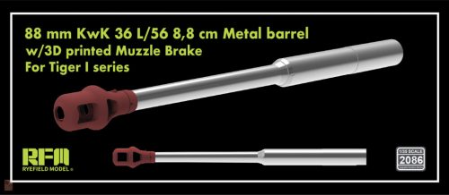 Ryefield model 2086 1:35 88 mm KwK 36 L/56 8,8 cm Metal barrel w/3D printed Muzzle Brake For Tiger I series