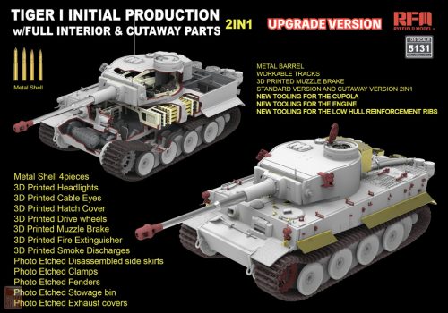 Ryefield model 5131 1:35 Tiger I Initial production early 1943 W/Full Iinterior (Updated version)