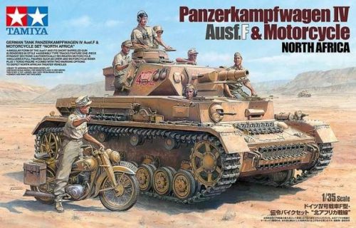 Tamiya TA25208 1:35 Panzerkampfwagen IV Ausf F and Motorcycle North Africa