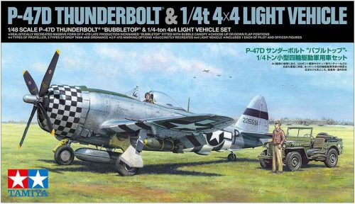 Tamiya TA25214 1:48 Republic P-47D Thunderbolt ”Bubbletop” and 1/4 ton 4x4 Light Vehicle Set