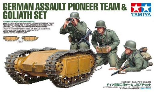 Tamiya 1:35 German Assault Pioneer Team & Goliath Set harcjármű makett