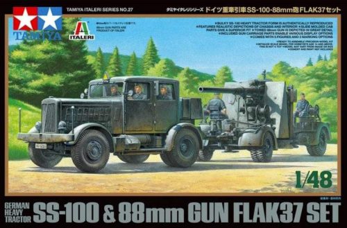 Tamiya 1:48 Hanomag SS-100 German Heavy Tractor & 88mm Gun Flak 37