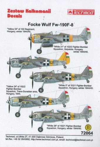 Techmod 1:72 Focke-Wulf Fw 190F-8 magyar matrica szett TM72064