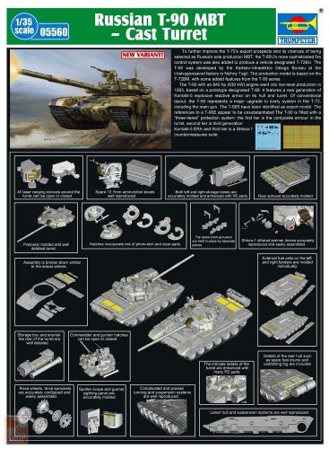 Trumpeter 1:35 Russian T-90A MBT - Cast Turret