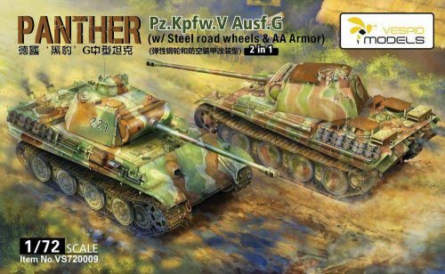 Vespid Models VS720009 1:72 Pz.Kpfw.V ‘Panther’Ausf.G (w/ Steel road wheels &  AA Armor) 2in1 Metal barrel + 3D print muzzle braker