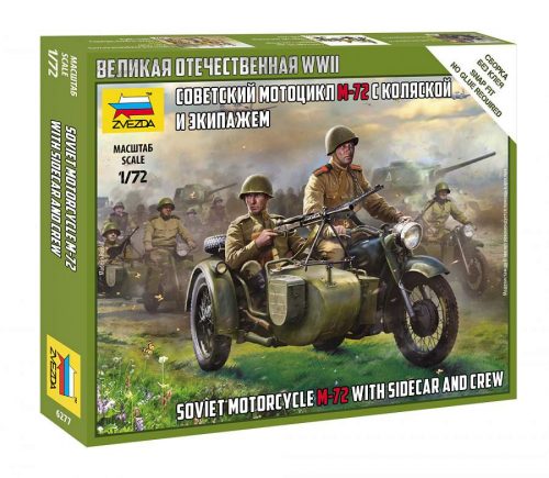 Zvezda 1:72 Soviet M-72 Motorcycle & Sidecar with Crew